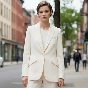 Alexander McQueen Ivory Leaf Crepe Blazer – TV Worn, Chic & Timeless 🤍